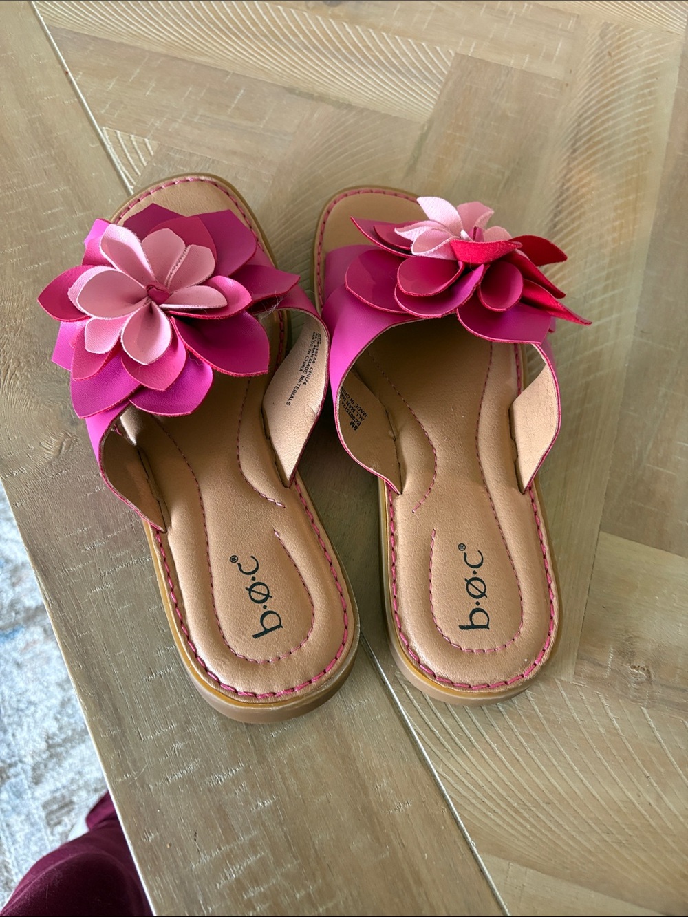 b.o.c. Bright Pink Floral Slide Sandals
